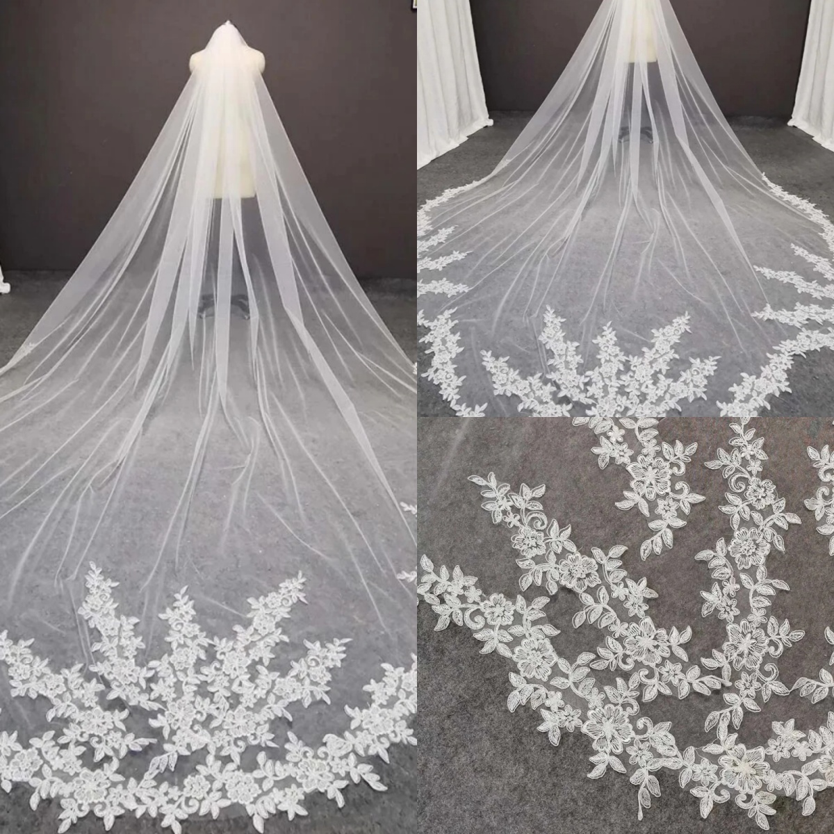 Semplici Appliques Veli Da Sposa A Uno Strato Di Lunghezza Lunghezza Lunga Velo…