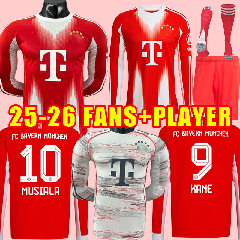 Long sleeve soccer jerseys 25 26 BAYERN Munich DE LIGT MANE SANE MULLER DAVIES KIMMICH TEL football shirts Men COMAN 2025 2026 uniform Fans player version KANE