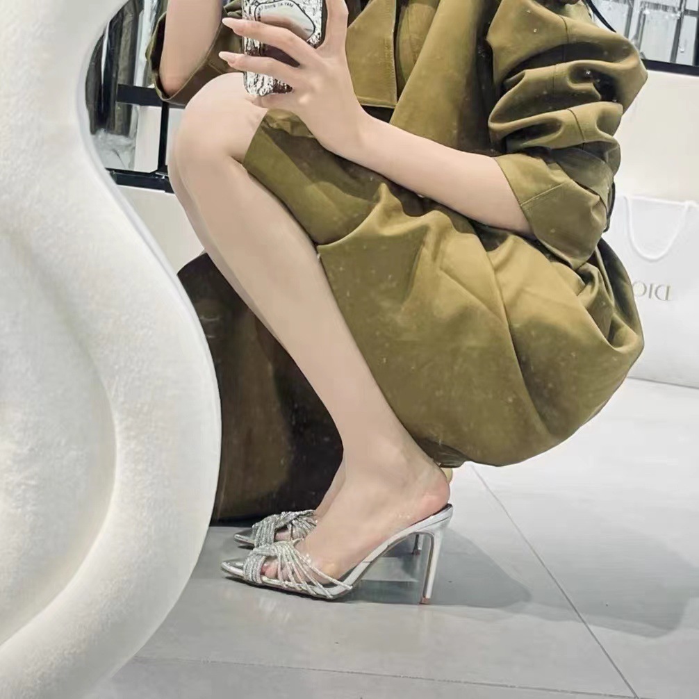 High Heeled Sandals In Spring And Summer, PVC Transparent Rhinestone Thin Women's High-Heeled Shoes For Women