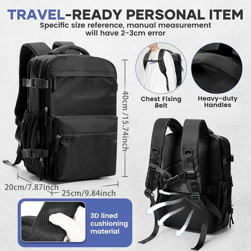 Men Vacuum Compression Backpack 15.6in Laptop Backpack Expand Hiking Vacuum Travel Backpack Ryanair Backpack 40x20x25 Cabin Bag S250715