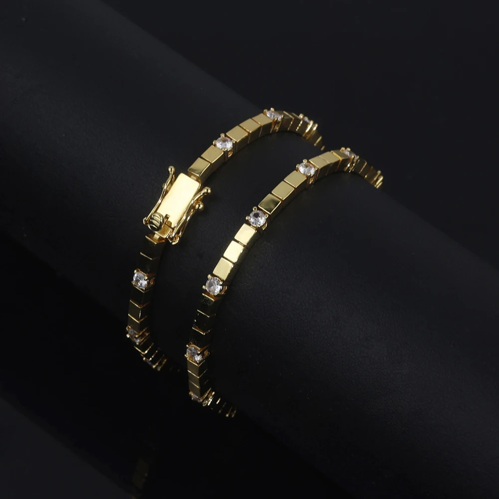 3MM Width Square Plain Beaded 5A Cubic Zirconia CZ Mix Sparking Tennis Chain Delicate Fashion Women Bracelet 250711