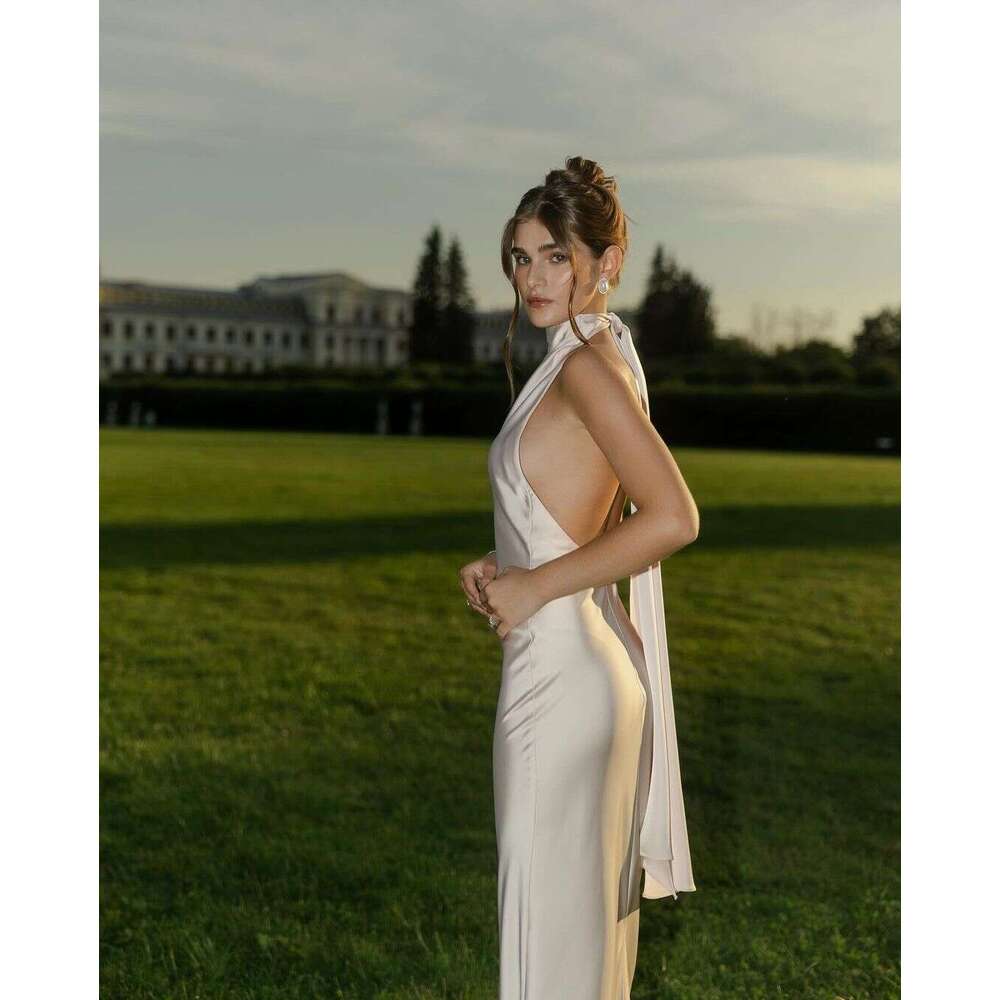 Summer New Women's Solid Color Tie Waist Elegant Fashion Dress B5