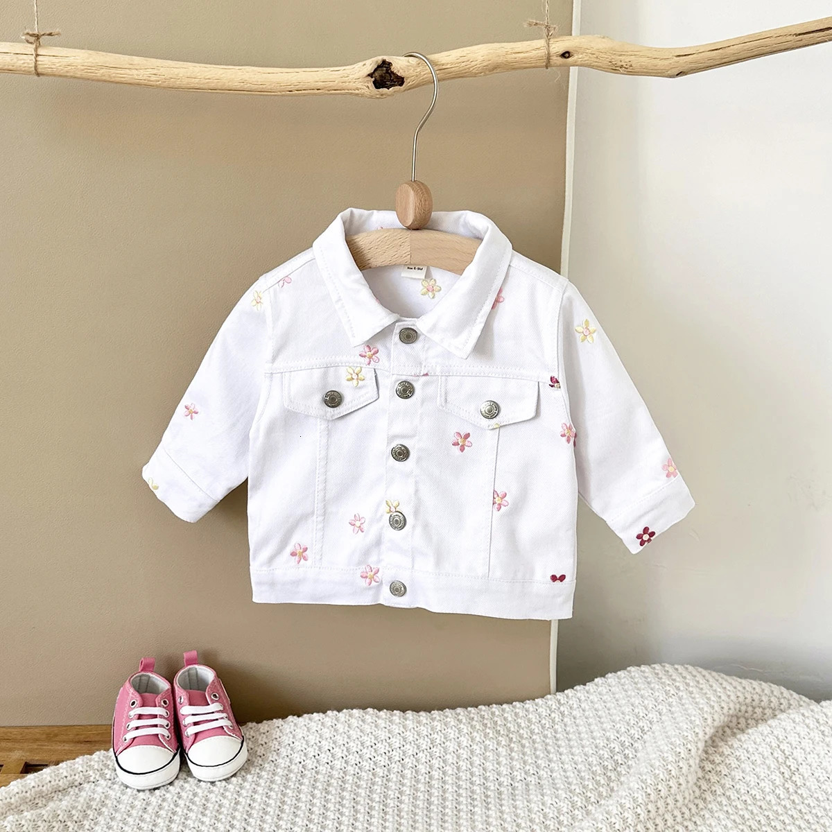 Autumn Baby Girls Clothes Outerwear Kids Infant Baby Jacket Casual Lapel Long Sleeve Button Up Cardigan Flower Embroidery Top 250715