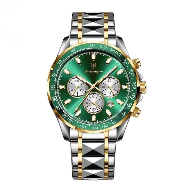 DHgargets Best Seller Men's Sports Quartz Watch - 50M Waterproof Stainless Steel Chronograph with Date & Luminous (Model P815)