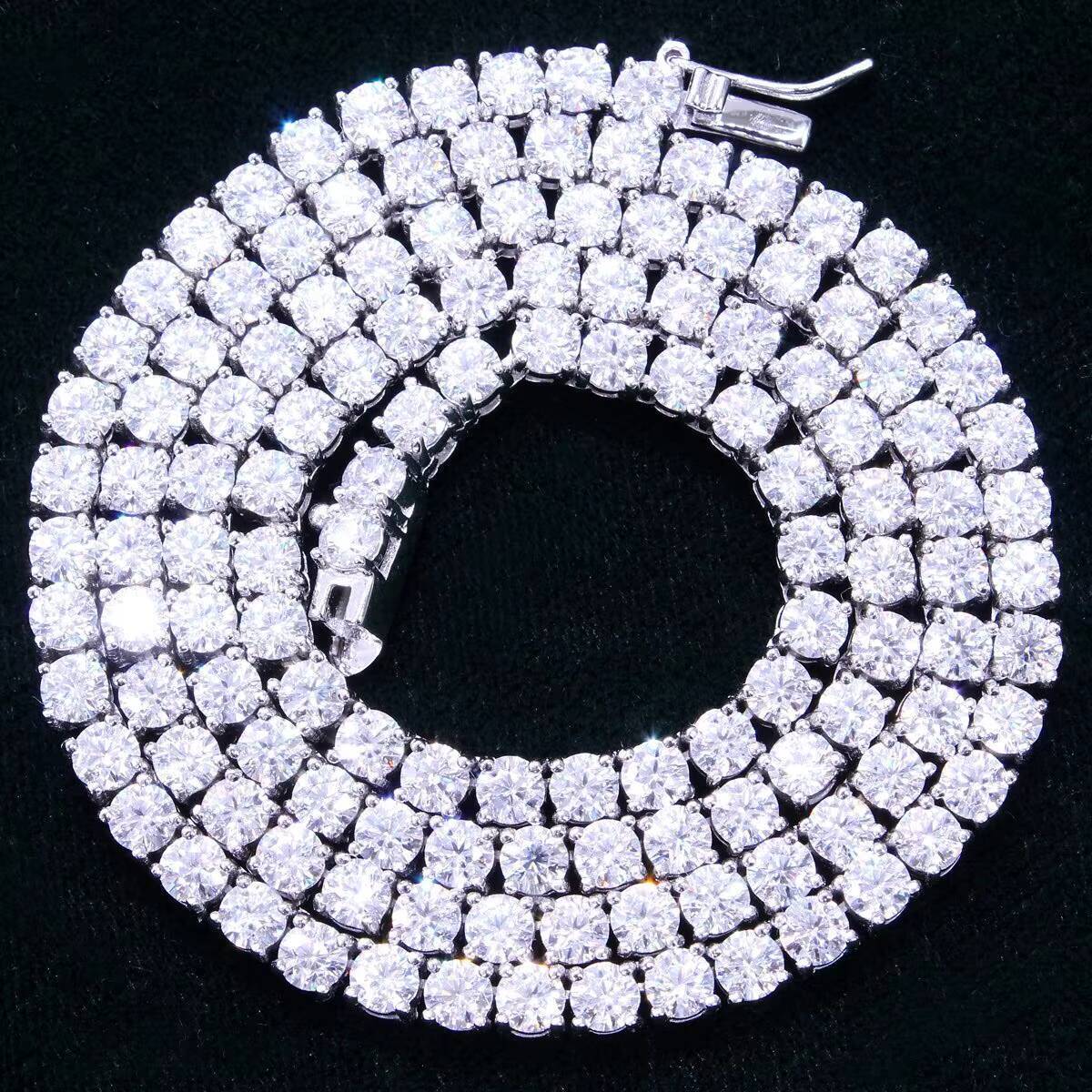 Ready to Ship Tennis Chain 925 Sterling Silver 3mm/4mm/5mm Sparkling Moissanite Tennis Chain