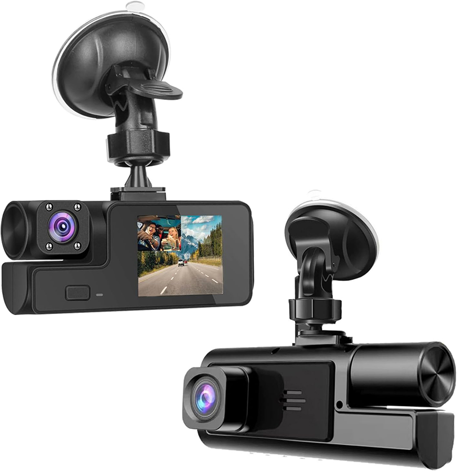 1080P FHD Car DVR Dash Camcorder Dual Cameras Front and Inside with Night Vision, Wireless App Control, Seamless Loop Recording