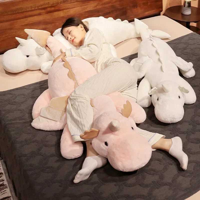 Giant Flying Dragon White Pink Snow Dragon Plush Dinosaur Plushie Toy Soft Stuffed Animal Doll Big Sleep Pillow Kid Gift XJ250715