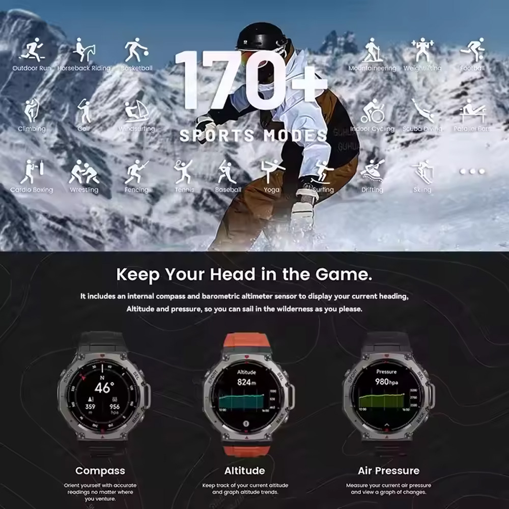 Mens DM58 1.43-inch AMOLED Sports Smartwatch with Bluetooth Calling & GPS Tracking