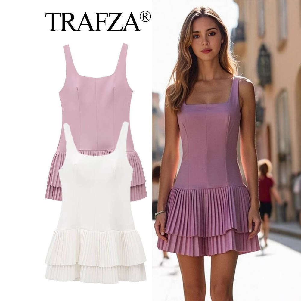 TRAFZA Spring SHEIN New Women's Jumpsuit Backless Sleeveless Slim Mini Dress B5