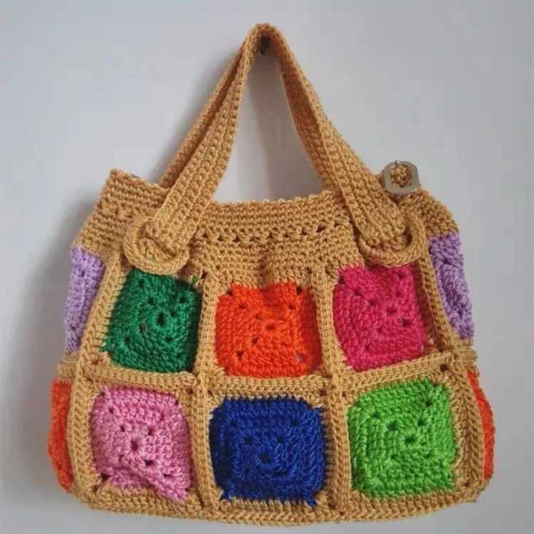 Handmade Bag Summer Bag Kintting Beach Bag Handmade bag shoulder bag Kintting tote bag Colorful hand bag