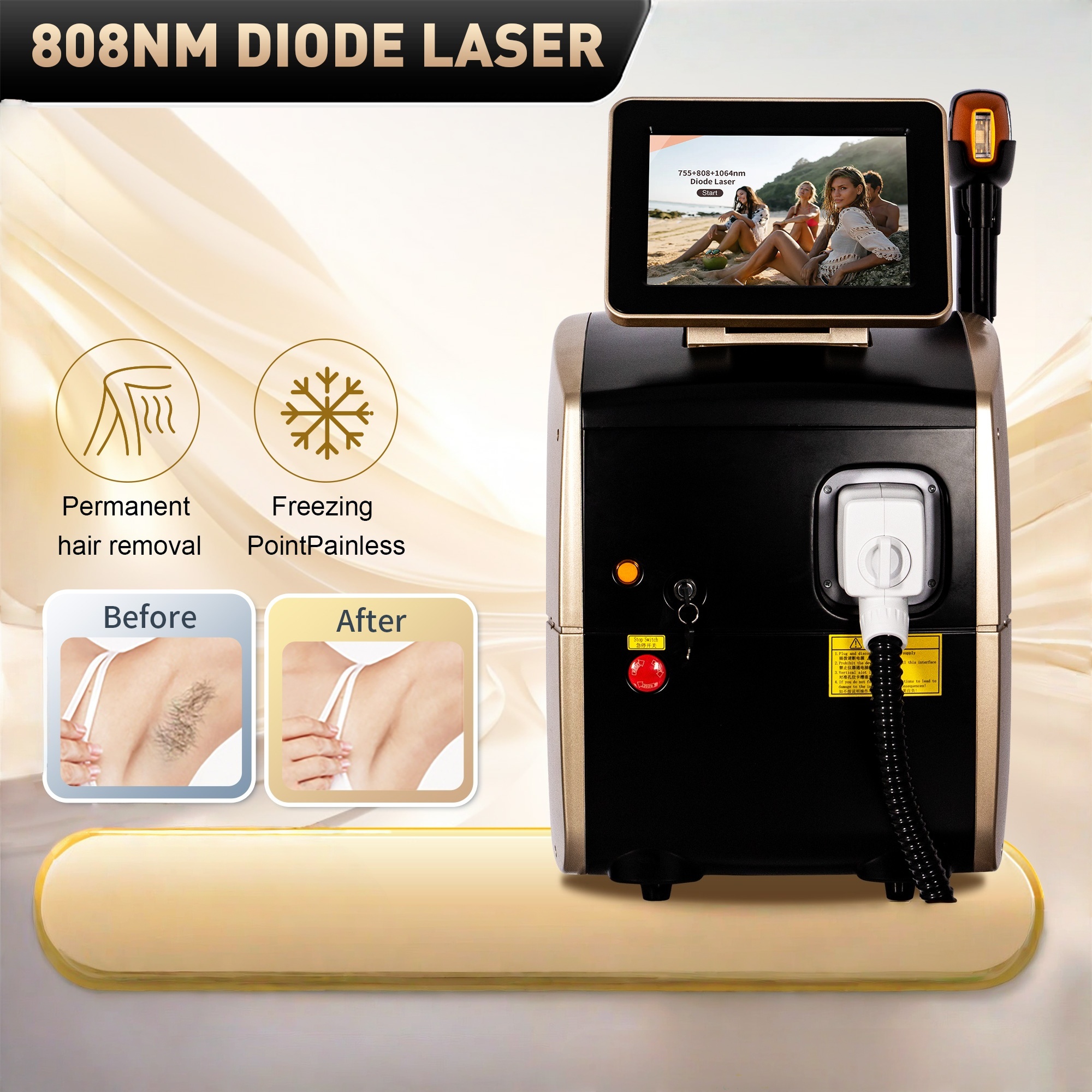 Professional 3500W Ice Titanium Laser Body Hair Removal Machine 3 Wavelength 755nm/808nm/1064nm Face Hair Remove for Salon Epilator