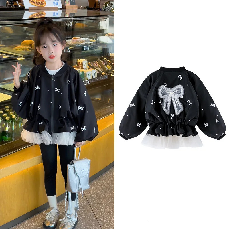 Girls Clothes Coat Childrens Bowknot Jacket Princess Tunic Spring Fashion Cardigan Kids Baby Autumn Casual Windbreaker 250715