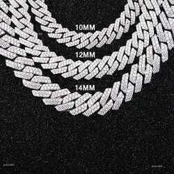 8-14mm wide GRA moissanite dia gold Sterg Sier cuban K-Chain Men's Hip hop necklace Free shipping