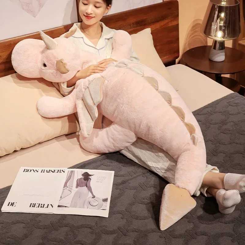 Giant Flying Dragon White Pink Snow Dragon Plush Dinosaur Plushie Toy Soft Stuffed Animal Doll Big Sleep Pillow Kid Gift XJ250715