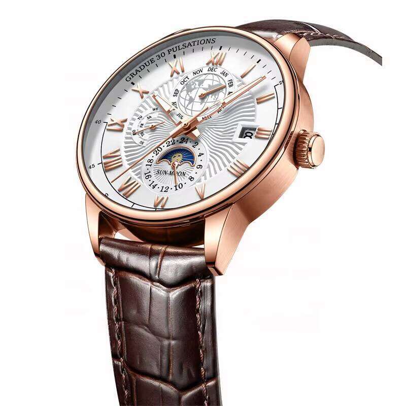 DHwatches Men's Business Leather Watch - 50M Waterproof Quartz Dress Watch with Date & Luminous (Model 908)