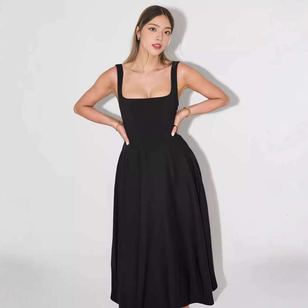 Summer New Simple Sexy Strap Slim Mid-Length Dress B5
