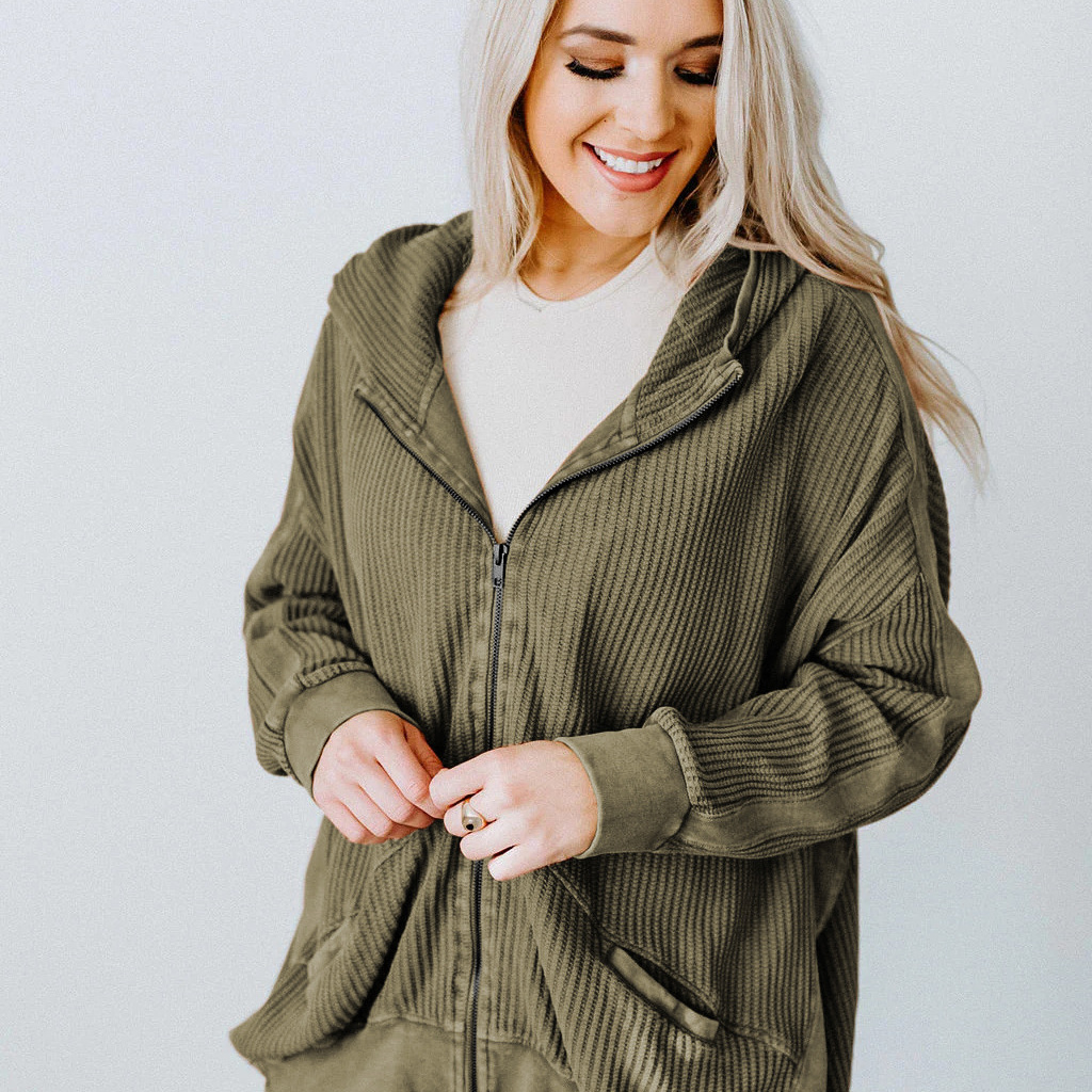 hot Free shipping designer for women Cardigan zipper versatile hoodie jacket women hoodie mid length jacket