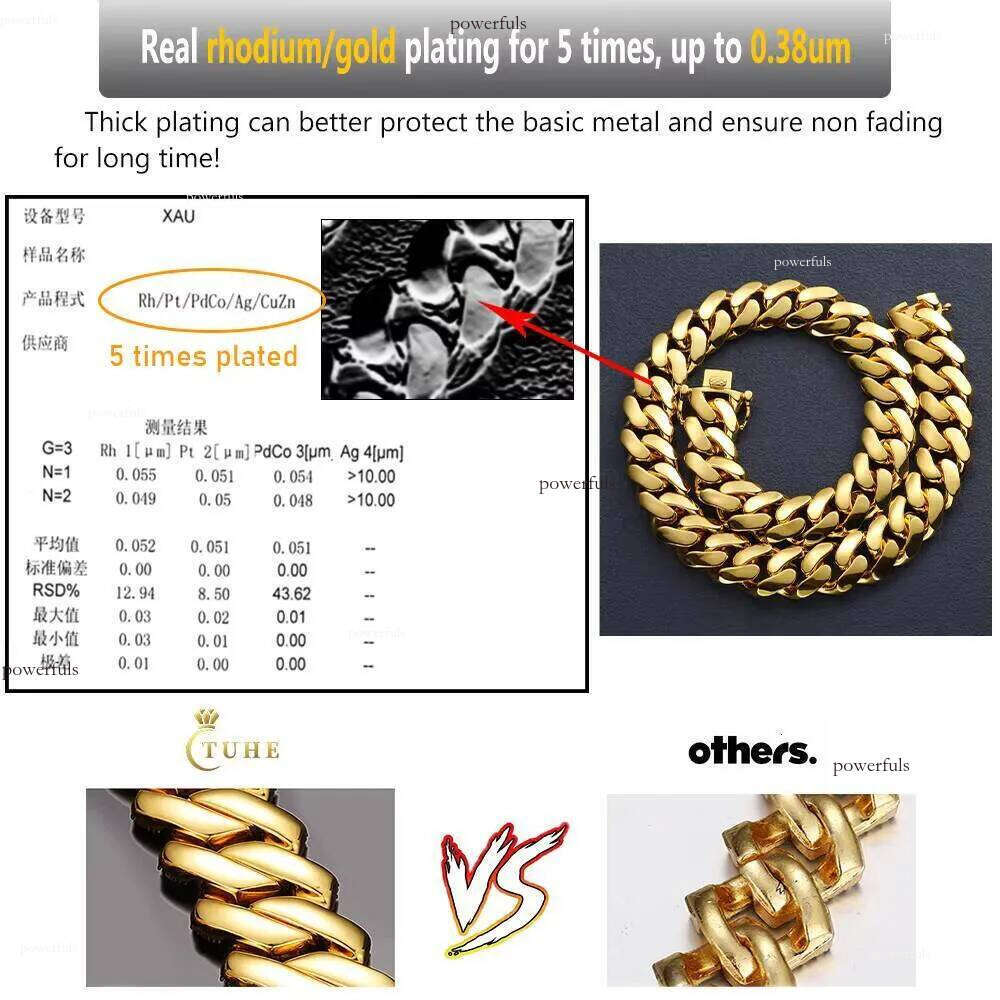 Cadena Cubana Fashion Jewelry Hip Hop Mens 10mm-22mm 14K Gold Plated Dia Cut Miami Cuban Link Chain Bracelet Necklace