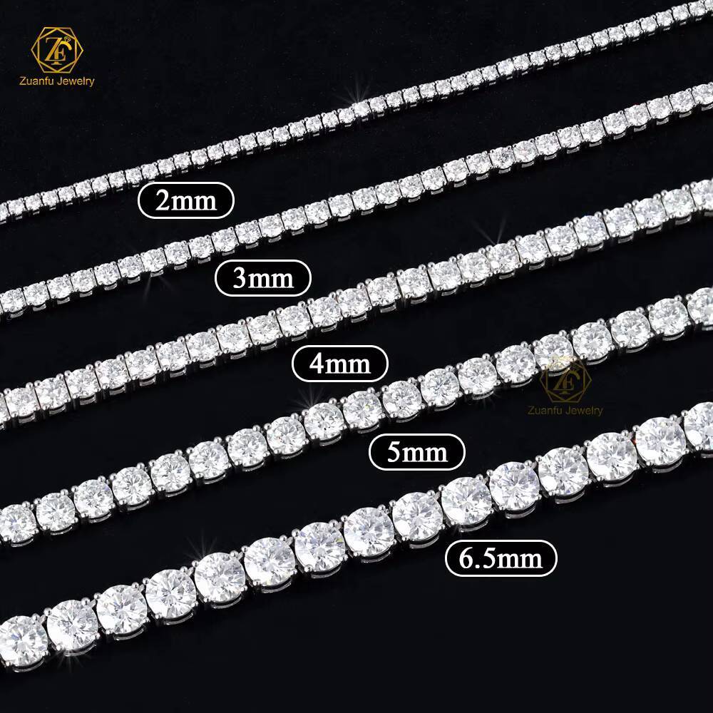 HipHop Jewelry HPHT Lab Diamond Tennis Chain 925 Sterling Sliver Iced Out 3.0mm VVS Lab Grown Diamond Tennis Link Chain Necklace