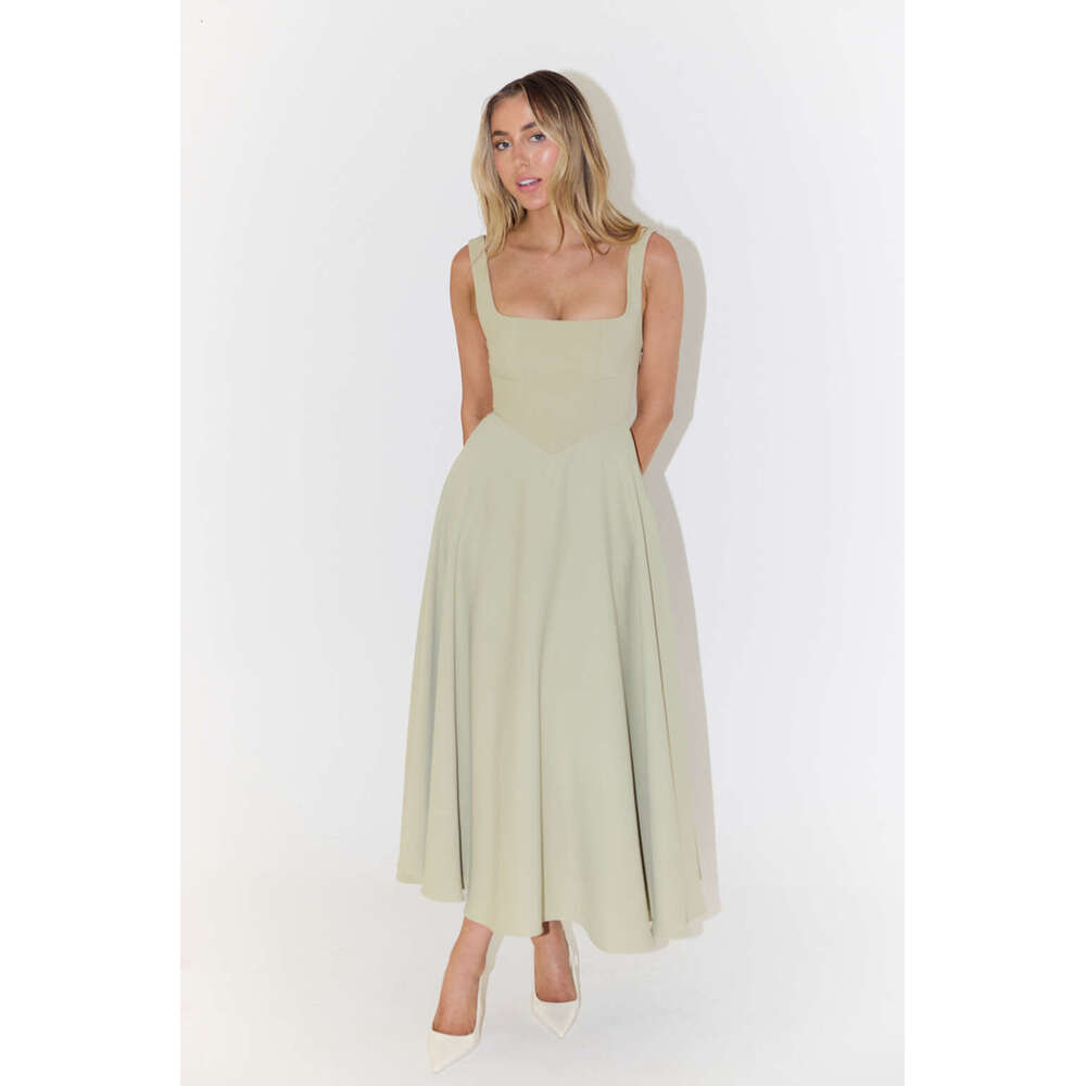 Summer New Simple Sexy Strap Slim Mid-Length Dress B5