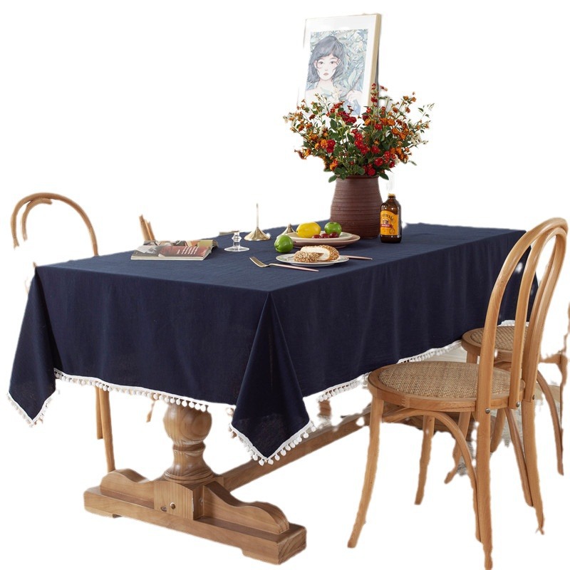 Vintage Cotton Linen Tablecloth Floral Pattern Table Cloth with Tassel Washable Table Cover for Dinning,Picnic,Tabletop Decor