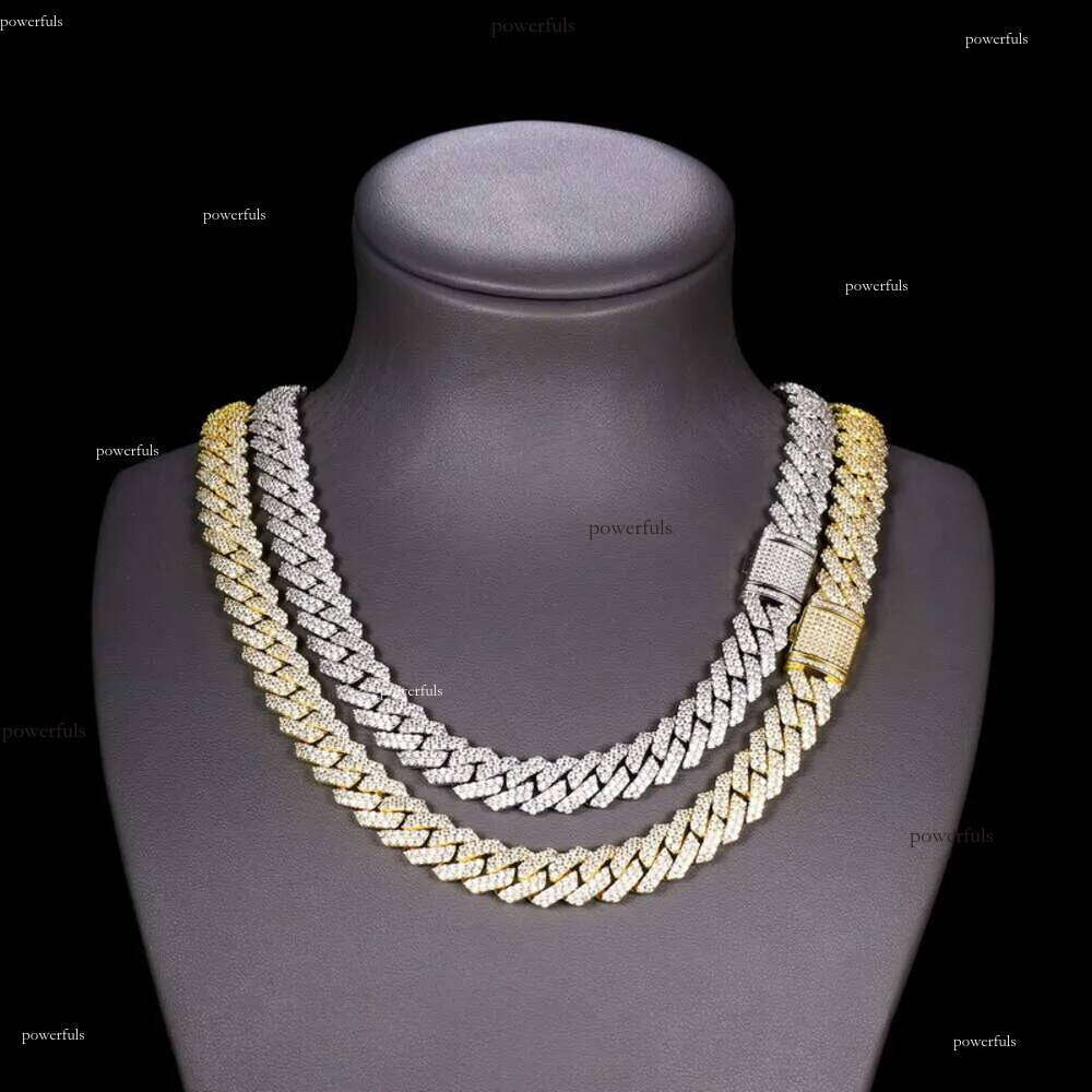 Designer Necklace Hip Hop 2 Rows Stones 14mm Sterling Sier White Gold Plated Iced VVS Dia Moissanite Cuban Link Chain Rock Jewelry Gift with Gra