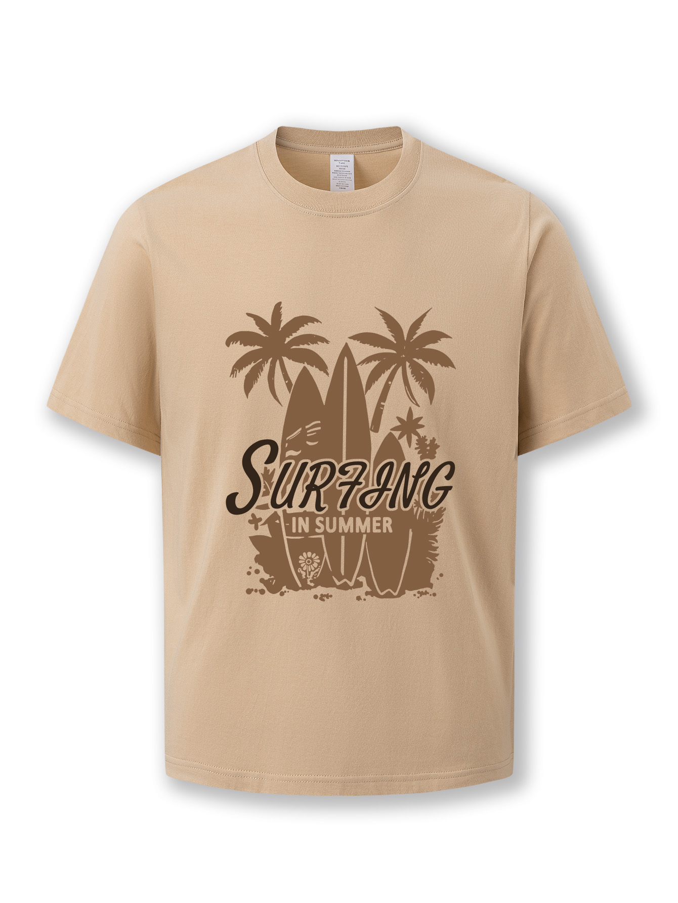 Men's summer casual short-sleeved cotton T-shirt, summer round-neck top with letter pattern design