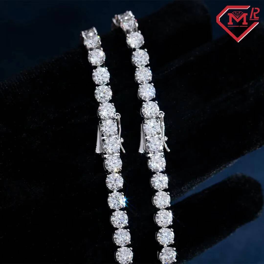 Ready to Ship 4mm Tennis Chain 925 Sterling Silver Iced Out Men Women Tennis Necklace VVS Moissanite Tennis Chain