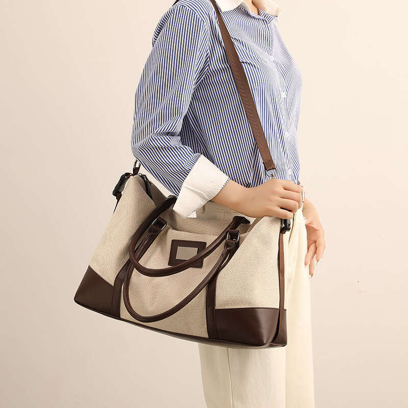 Crossbody Tote Bag for Women Work Bag Lightweight Shoulder Large Capacity Contrast Handbag Outing Travel Large Color Canvas Handbag Fashion Bags