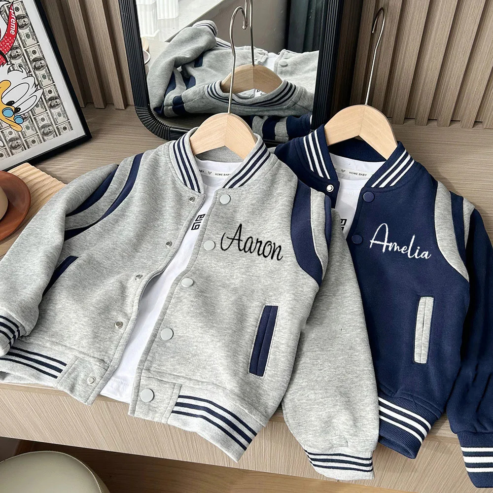 Personalized Unisex Baseball Style Childrens School Team Jacket Boys And Girls Custom Embroidered Name Rugby Jacket 250715