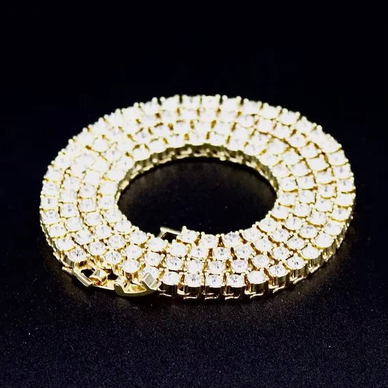 Ready to Ship Tennis Chain 925 Sterling Silver 3mm/4mm/5mm Sparkling Moissanite Tennis Chain