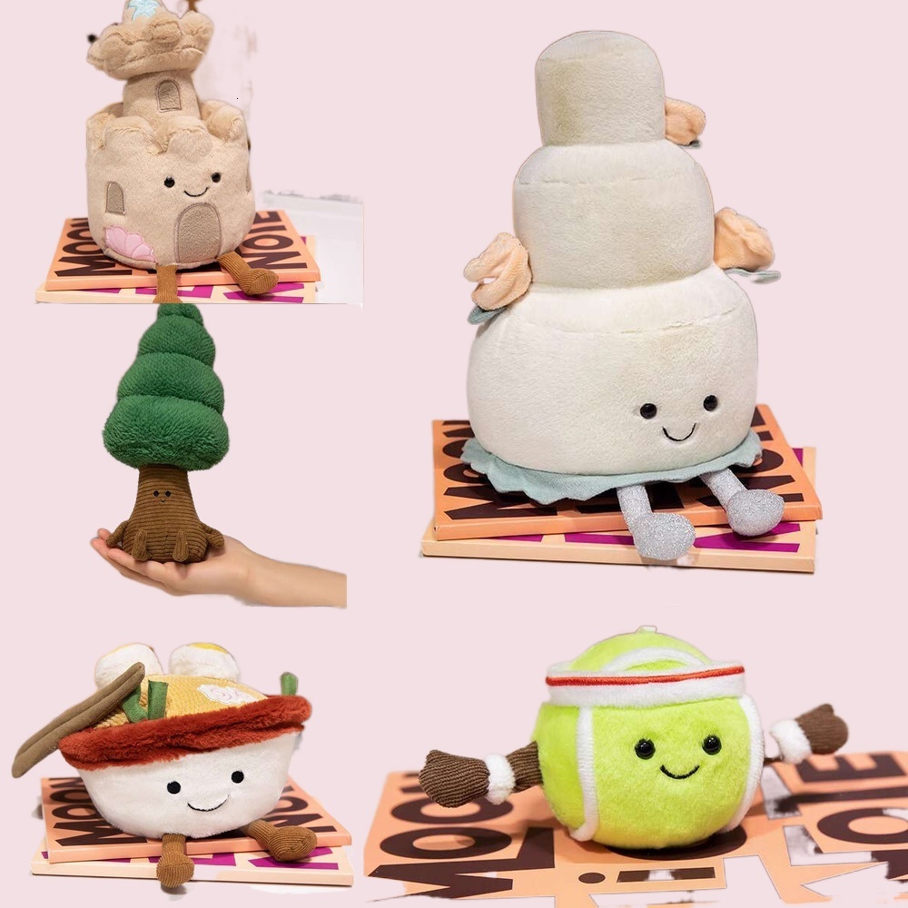 2025 Jelly Cat,Funny And Creative Sand Sculpture Castle Wedding Cake Plush Toy Sports Tennis Bowl Lamian Noodles Doll Small Pine