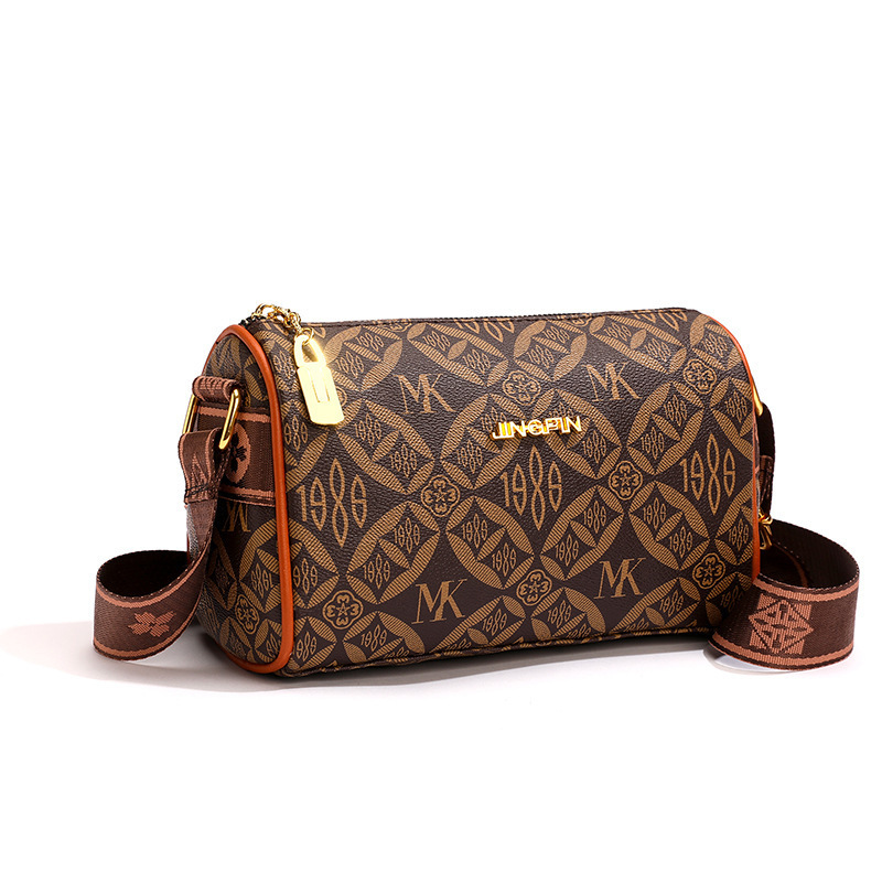 Designer Pillow for Women with Vintage Floral Print Fashionable Niche High-end Feel Genuine Soft Leather Casual Versatile Shoulder Crossbody Light Lux