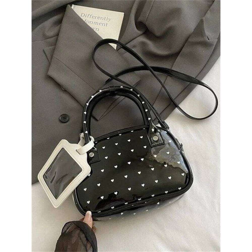 Korean Sle Polka Dot Heart Aped Handbag Single Oulder Crossbody For Commuting Versatile Boston Bag Soft Handle