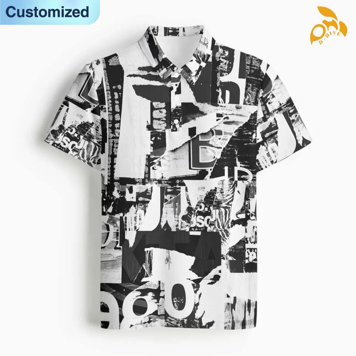 free shipping designer of customized comfortable breathable full-body printed men's Polo collar sweatshirt with exquisite patterns from US
