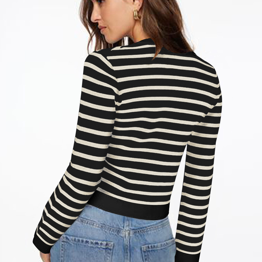 hot Free shipping designer for women Elegant and sophisticated jacket with women buttons and short striped cardigan