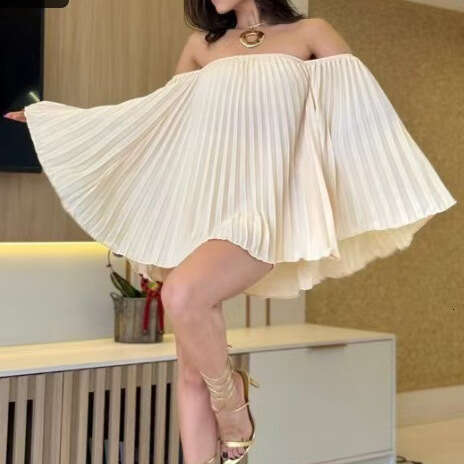 Summer New Women's Off-Shoulder Solid Color Shorts And Skirt Elegant Fashion Set B5