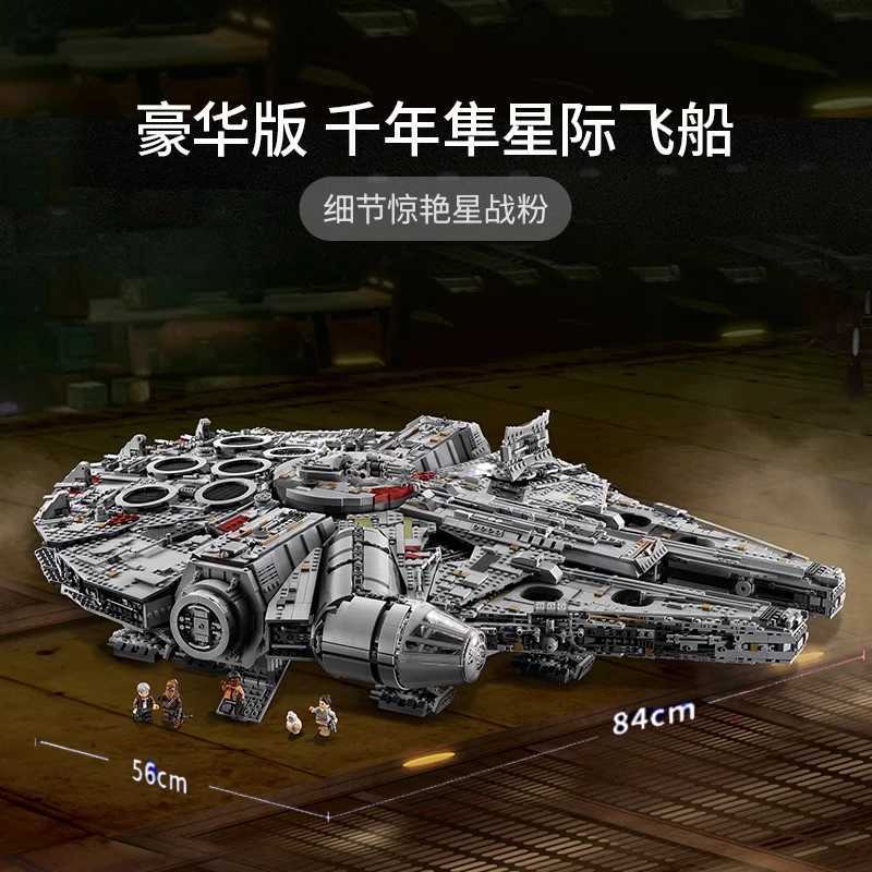 In Stock With Stand Millennium Ship Falcon Building Blocks Kits Compatible With 05132 Star Bricks Gifts 75192 L250714 S25926