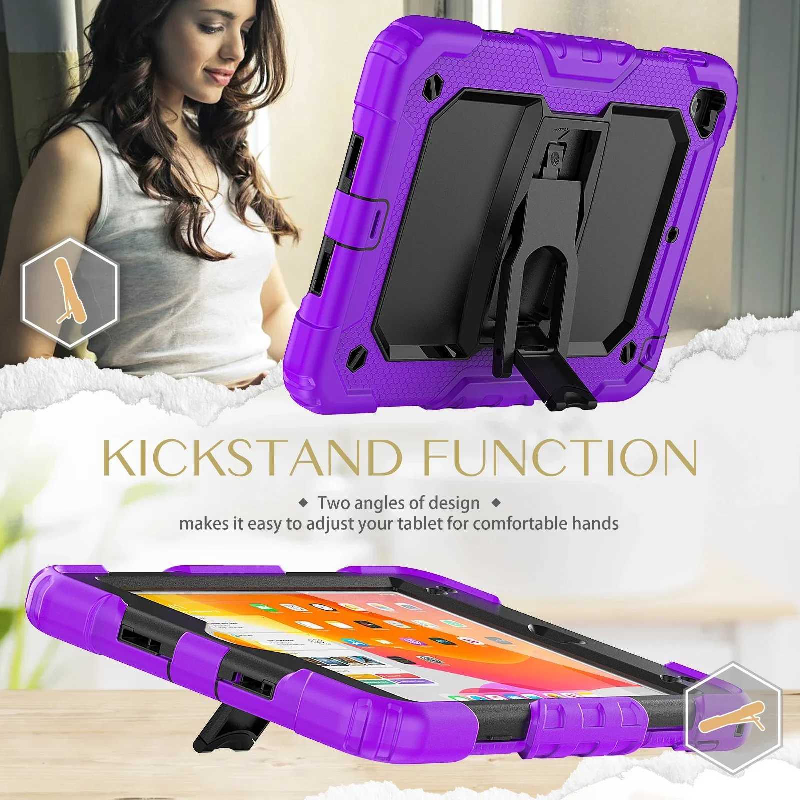 Heavy Duty Protective Cases for iPad Mini 7 Mini 6 5 4 with Built in Kickstand Crossbody Lanyard Shockproof Case for Mini 7 6