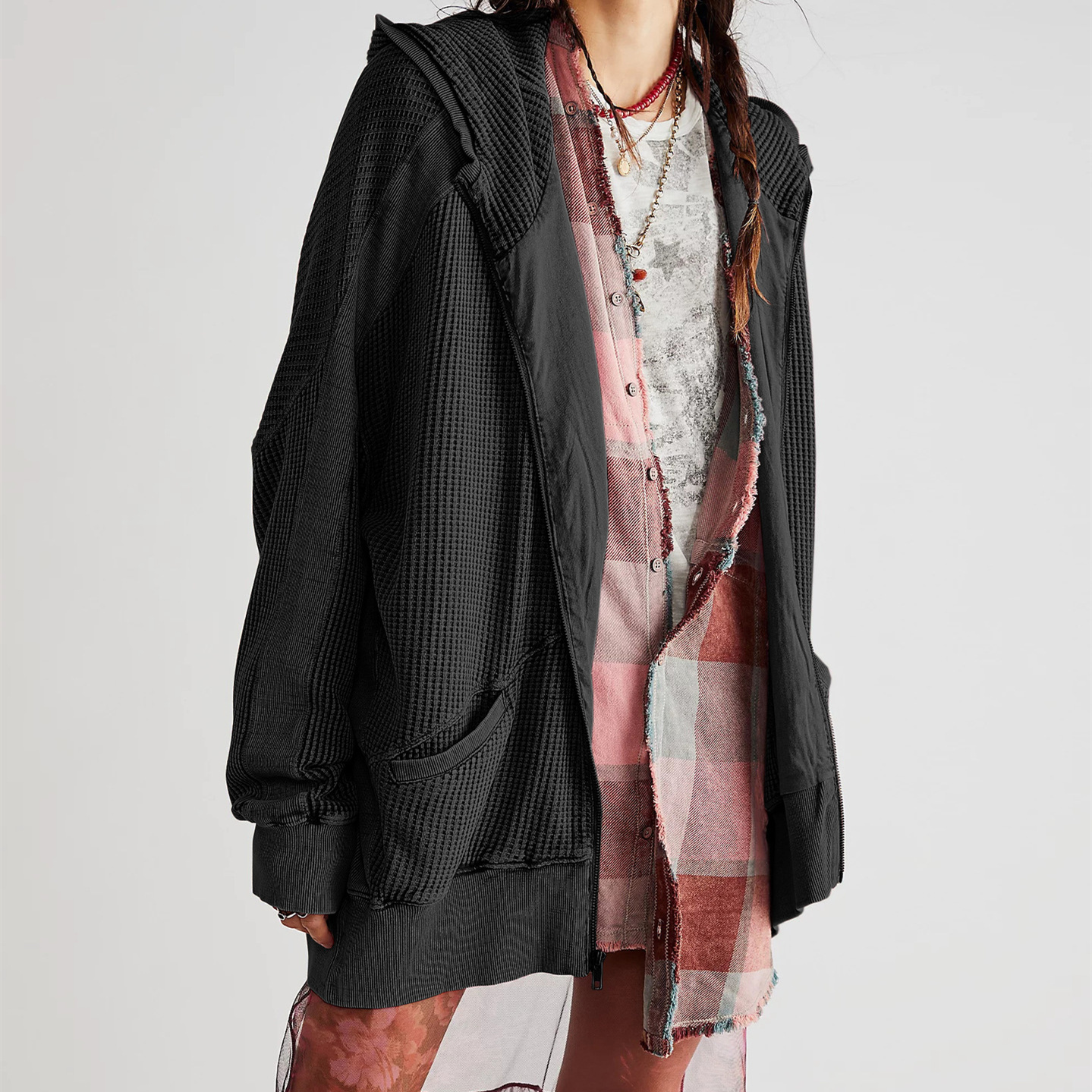 new Free shipping designer for women Cardigan zipper versatile hoodie jacket women hoodie mid length jacket