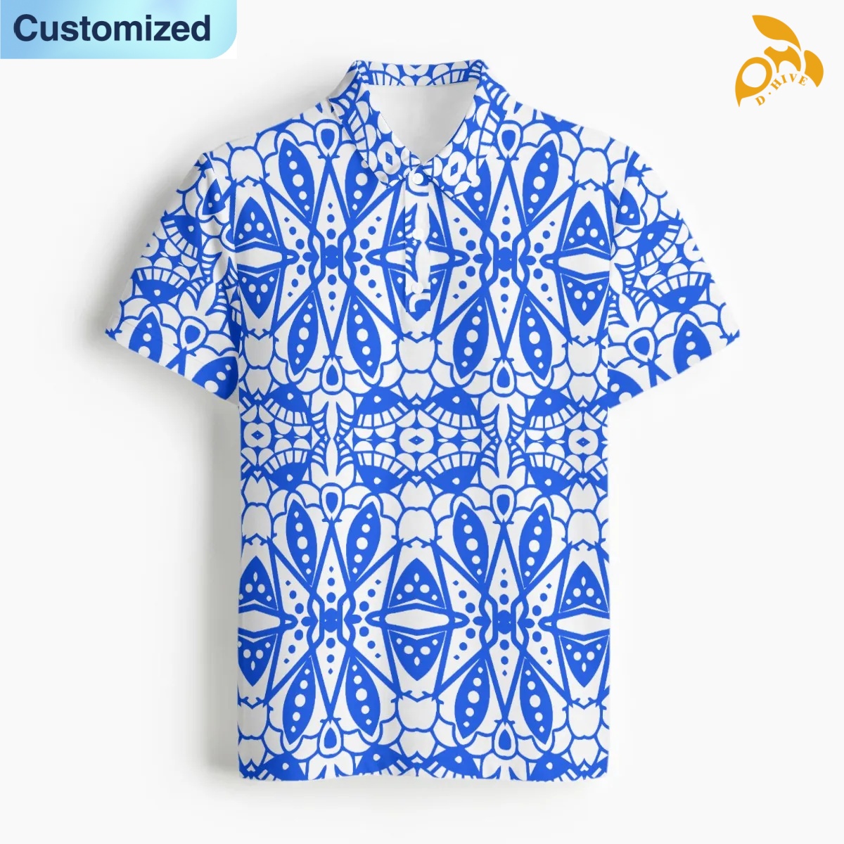 free shipping designer of customized comfortable full-body printed men's Polo collar sweatshirt with exquisite patterns from US