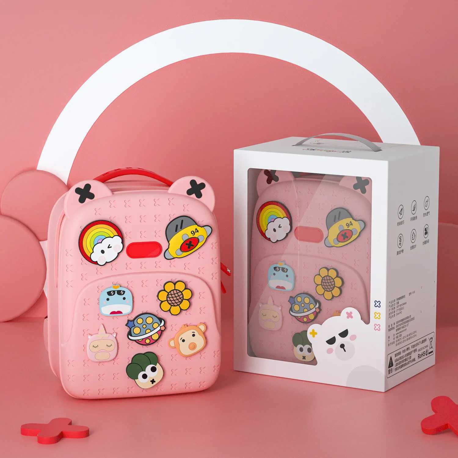 Kids Cool Large-capacity Breathable Backpack Children DIY Pattern Waterproof Messenger Bag Kindergarten Students Schoolbag LB389 X2507151