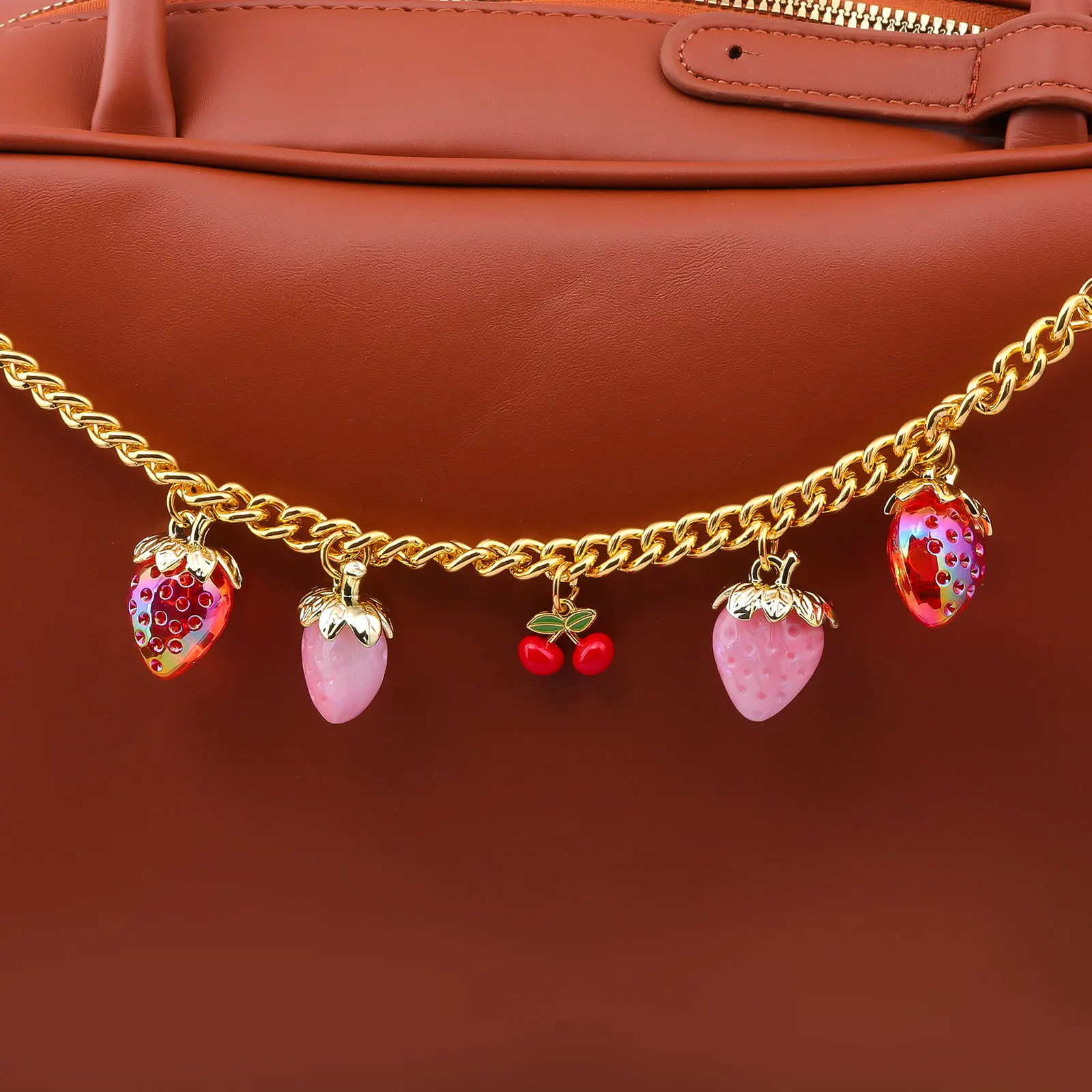 Strawberry Bag Charm Keychain: Cute Pink Fruit Pendant for Backpack, Purse, School Bag, or Gift ddmymoon