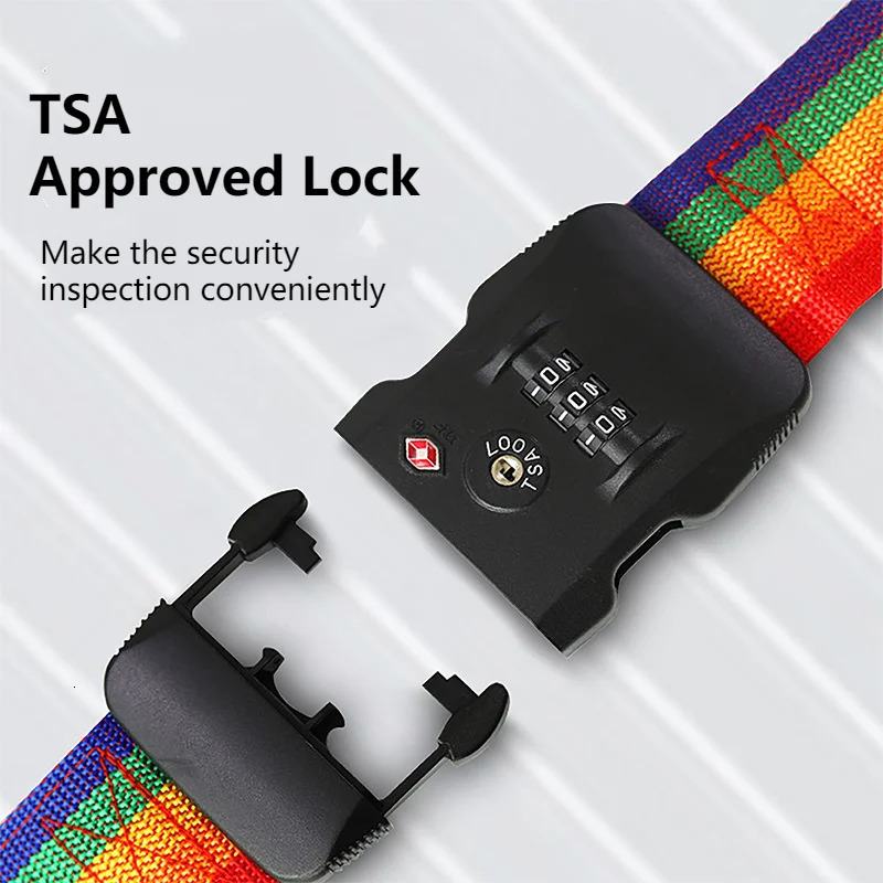 Luggage Straps for 22-28 inch Suitcases TSA Approved Combination Lock Adjustable Suitcase Packing Belt Abroad Binding Straps 250708