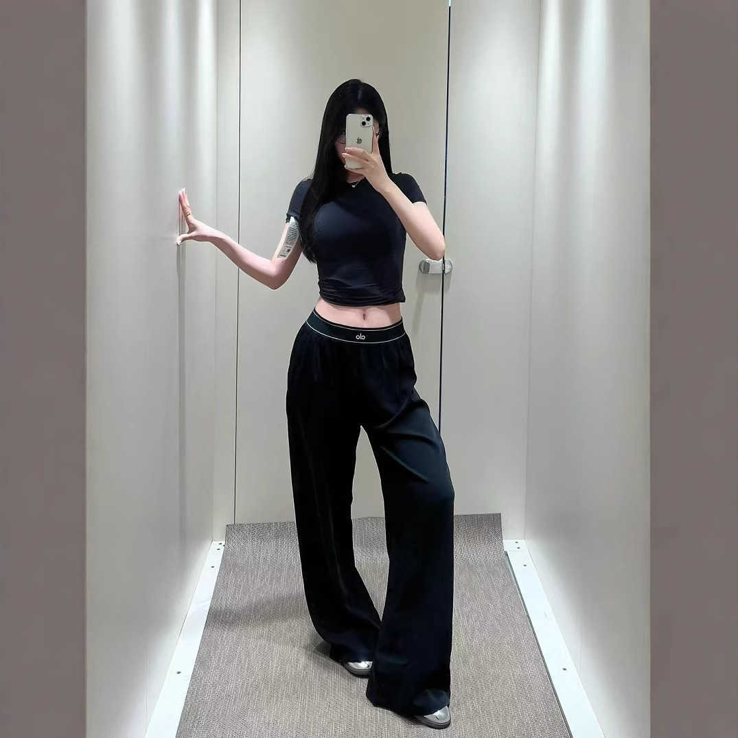 Embroidered casual suit pants for spring and summer 2025 loose hanging casual pants for women versatile and slimming straight leg suit L250714