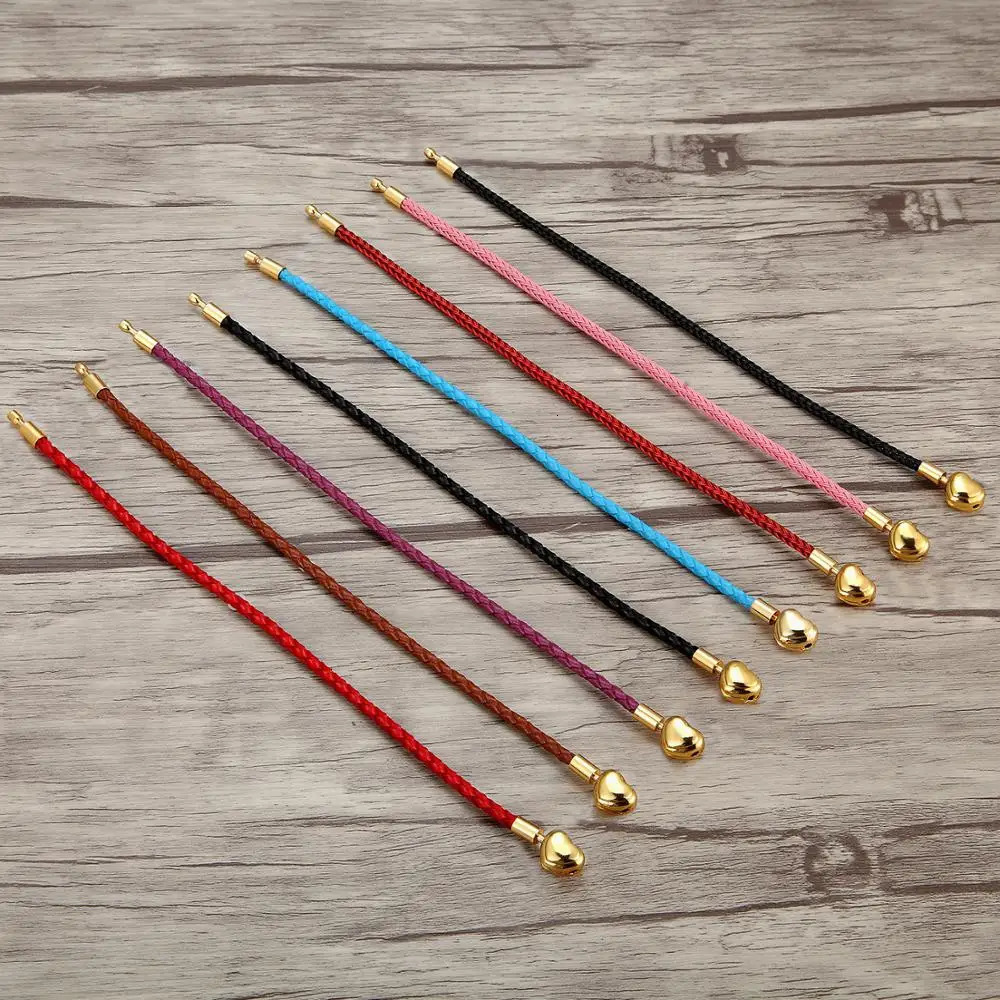 Fashion Women Gold Plated Lover Bracelet Bangle Leather Chain With Love STAINLESS STEEL Clasp Pan Bracelet Bead Charms Bracelet 250712