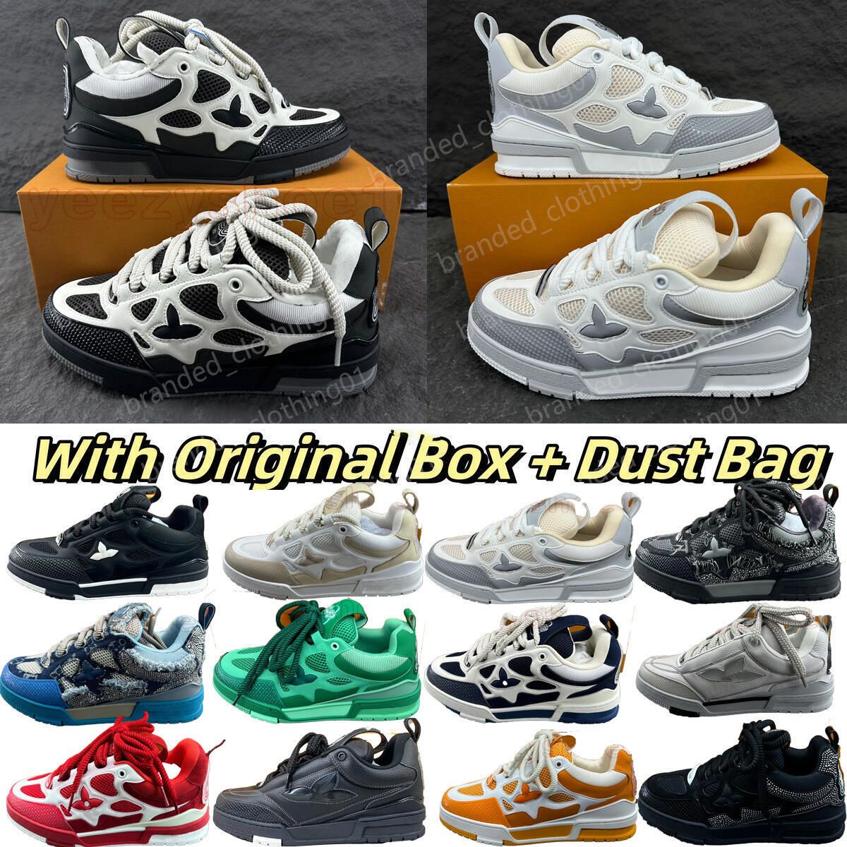 2025 Designer Skate Shoes Trainers High Quality Men's and Women's Sneakers Casual Fashion Running Lace-up Low-top Sports Breathable Black With Box Size 36-46