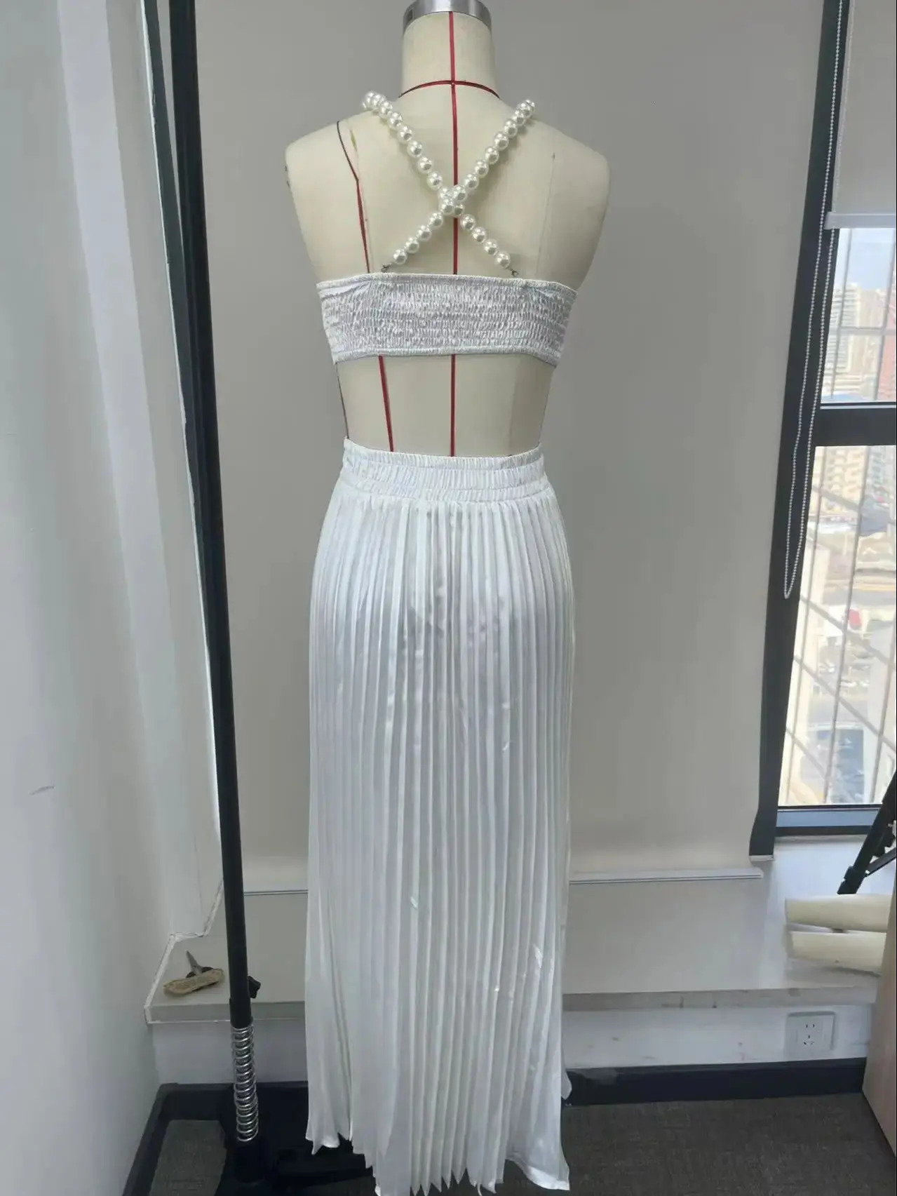 Pleated Skirt Set Women A Line Skirt Beach Skirt Sleeveless Two Piece Set Bandage Top Summer Beach Holiday Party Summer 250715