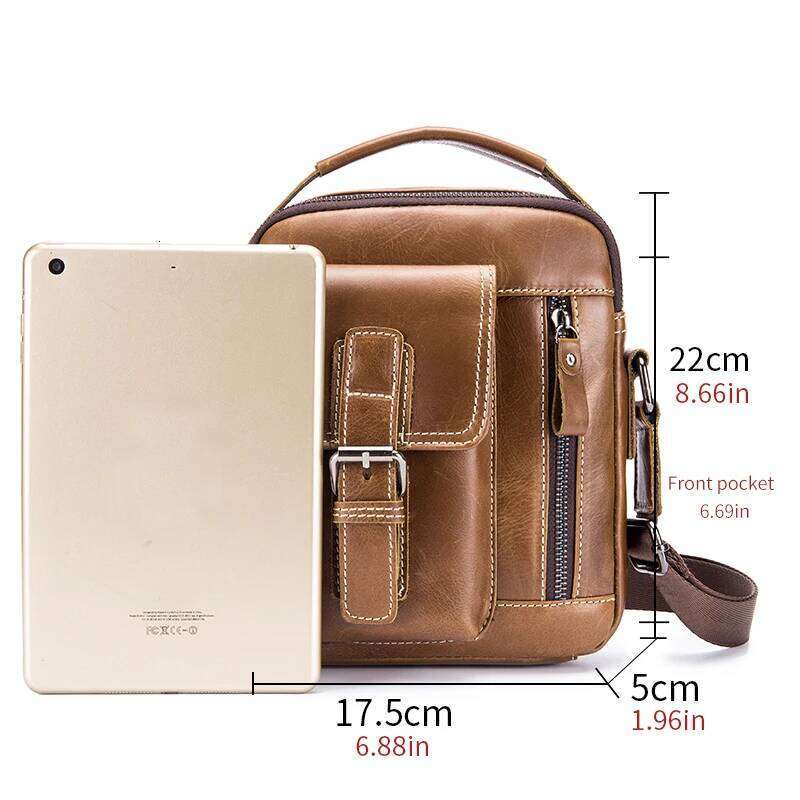 Cowhide Small Genuine Leather Shoulder Men's Retro Casual Vertical Crossbody Bag, MINI Handbag