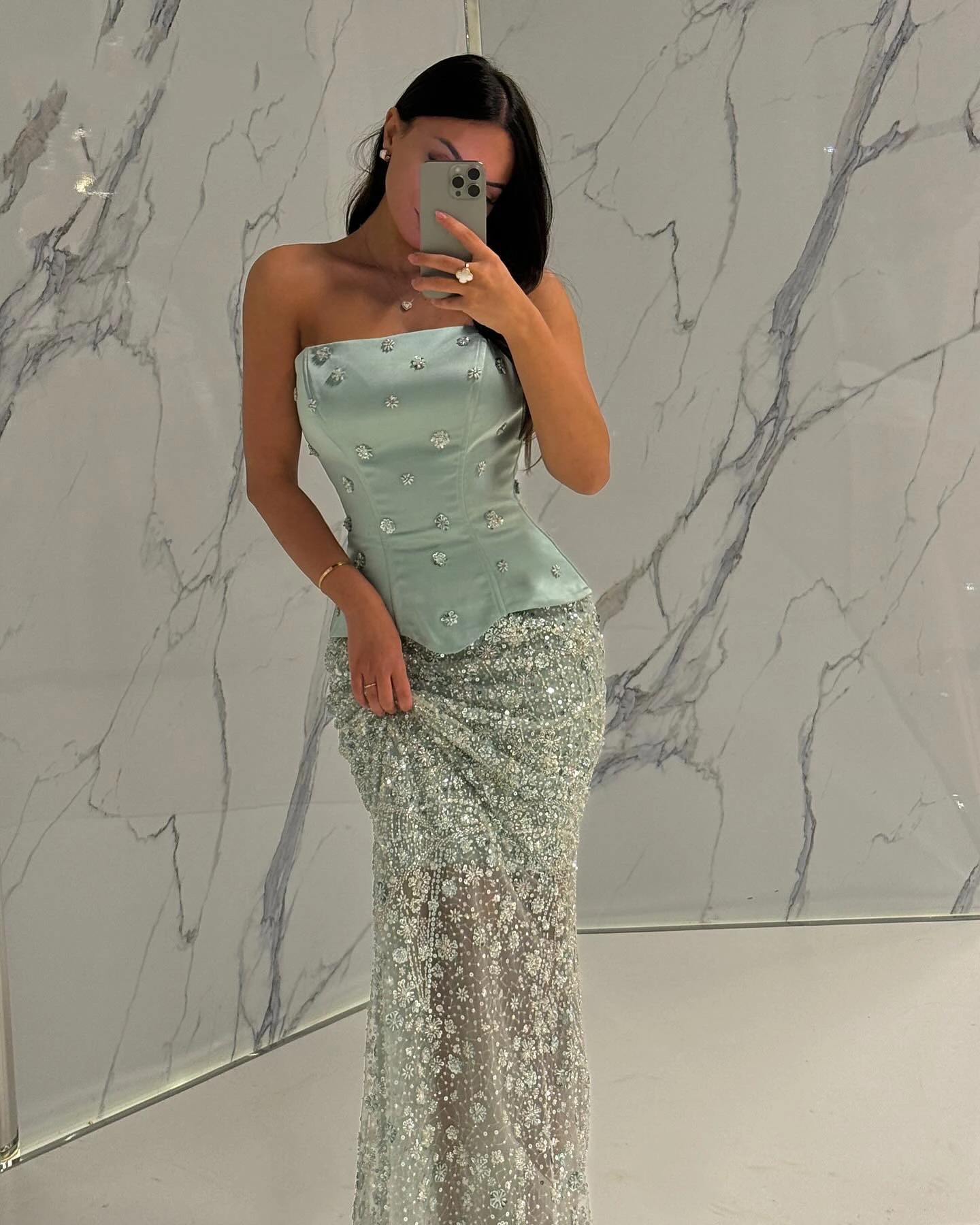 Elegant Mermaid Women Evening Dresses Strapless Sleeveless Gown Appliques Sequins Lace Dress For Party Custom Made